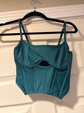 Gilly Hicks Corset-Style Cutout Crop Top in Teal S